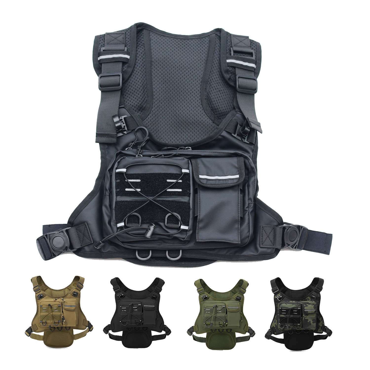Reflective Running Gear Vest - Colete Tático Leve e Ajustável com