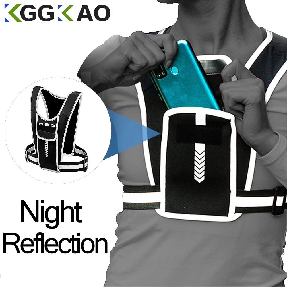 Reflective Running Gear Vest - Colete correndo com suporte de telefone